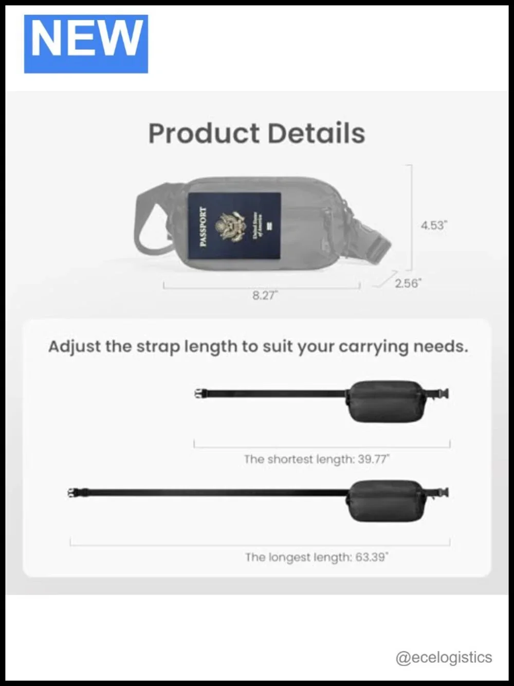 1.5L Sling Bag with RFID Blocking Crossbody Shoulder Pack Travel Fanny Pack